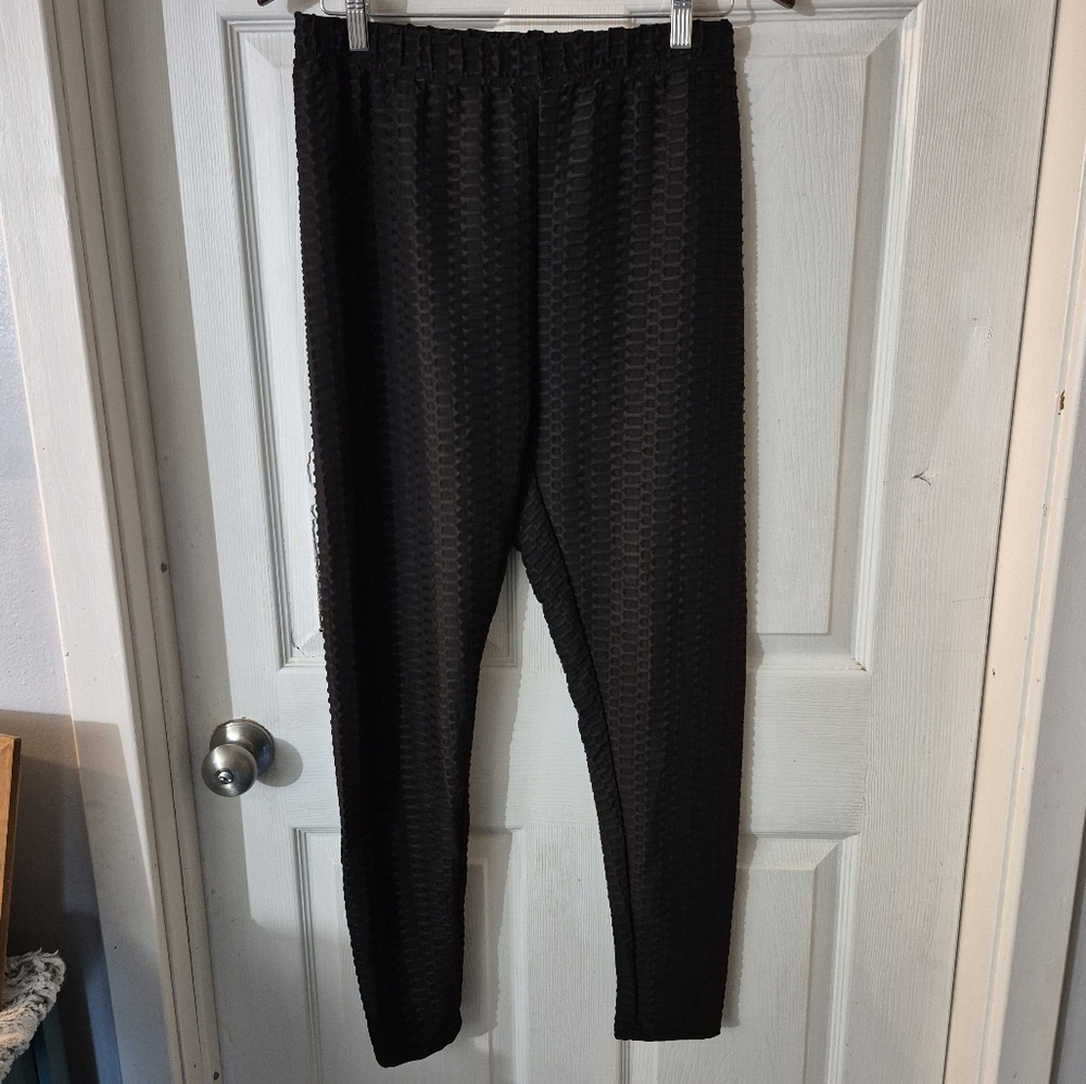 Women's Shein Curve Black Textured Leggings Sz 1XL